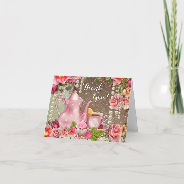 Carte De Remerciements Remerciement pour une fête prénuptiale et un thé (Devant)