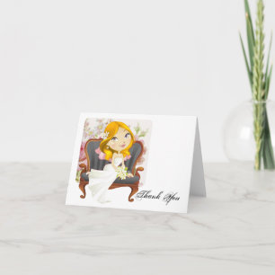 Carte De Remerciements Remerciement pour une mariée de dessin animé migno