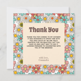 Carte De Remerciements Remerciement Rétro Hippie Psychedélique Fleur Mari