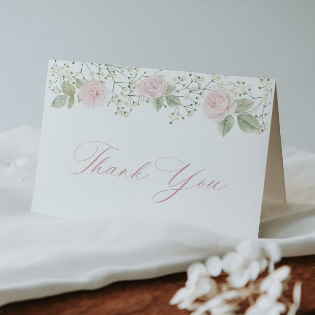 Carte De Remerciements Remerciement Roses Fleurs de bébé (Créateur téléchargé)