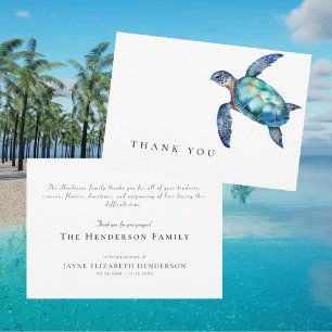 Carte De Remerciements Remerciement simple pour funérailles de tortue mar