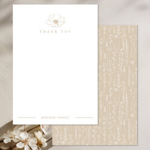 Carte De Remerciements Remerciement Taupe Baby Shower Fleur Sauvage