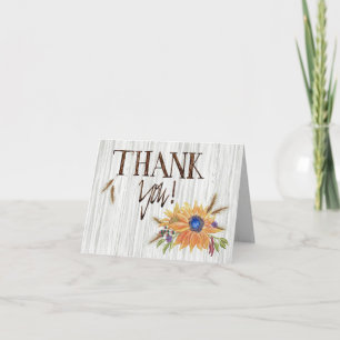 Carte De Remerciements Remerciement Tournesol Blé Rustique