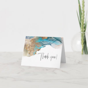 Carte De Remerciements Remerciements Aquarelle Encre Aqua Gold