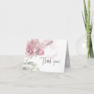 Carte De Remerciements Remerciements | Aquarelle Florale Dusty Rose