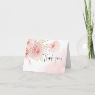Carte De Remerciements Remerciements Aquarelle Pastel Fleurs roses