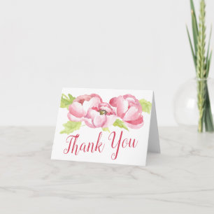 Carte De Remerciements Remerciements   Aquarelle Peonies roses