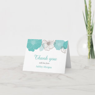 Carte De Remerciements Remerciements avec amour Élégant chic floral vert 