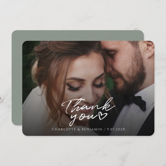 Carte De Remerciements Remerciements calligraphiés pour des photos de mar (Devant / Derrière)