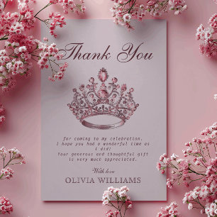 Carte De Remerciements Remerciements d'anniversaire de la princesse à cou