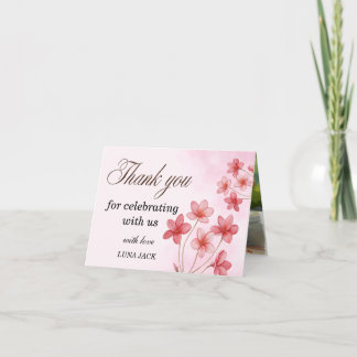Carte De Remerciements Remerciements d'anniversaire Fleur rose doux