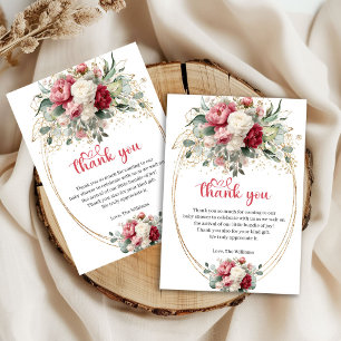 Carte De Remerciements Remerciements de Baby Shower Bohème Rouge Bourgogn