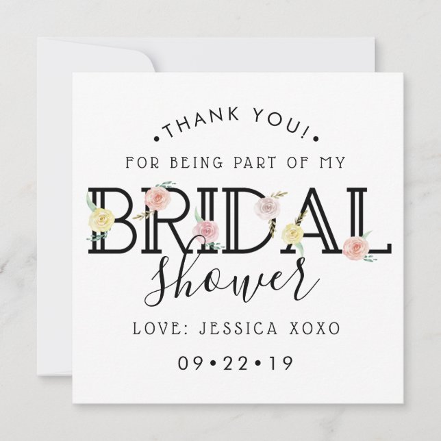 Carte De Remerciements Remerciements de Baby Shower Floral Chic et Elégan (Devant)