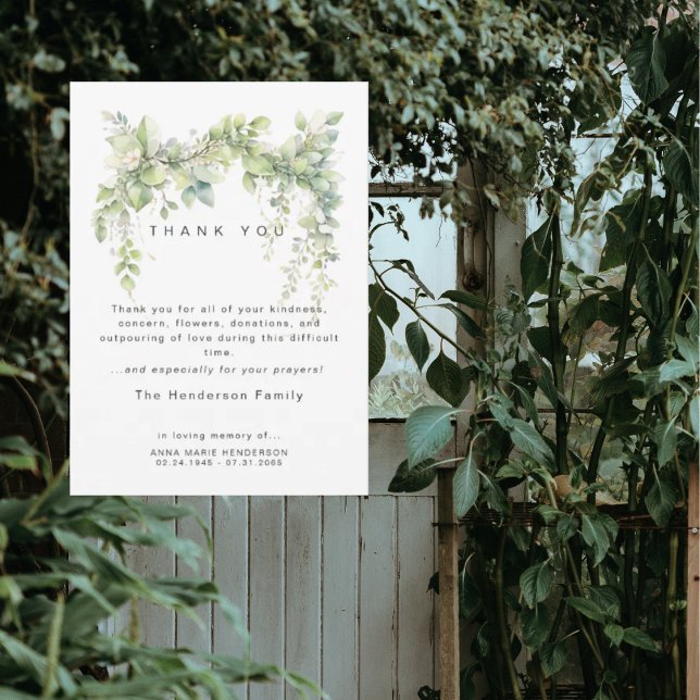 Carte De Remerciements Remerciements de deuil funéraire Vignes de Vie (Créateur téléchargé)