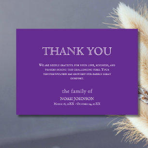 Carte De Remerciements Remerciements de deuil royaux violets traditionnel