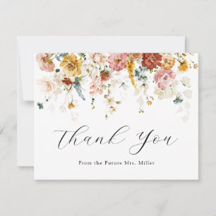 Carte De Remerciements Remerciements de fête prénuptiale florale vintage
