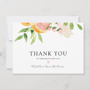 Carte De Remerciements Remerciements de la douche de mariage Citron Rose