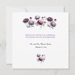 Carte De Remerciements Remerciements de mariage aux pivoines violettes mi