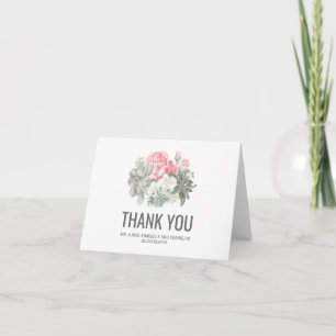 Carte De Remerciements Remerciements de mariage avec succulentes et fleur