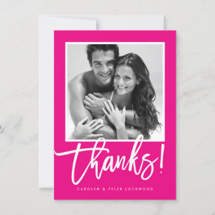 Carte De Remerciements REMERCIEMENTS DE MARIAGE calligraphie simple rose 