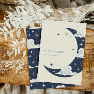 Carte De Remerciements Remerciements de mariage céleste Blue Moon & Stars