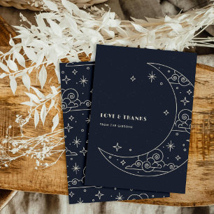 Carte De Remerciements Remerciements de mariage céleste Navy Moon & Stars