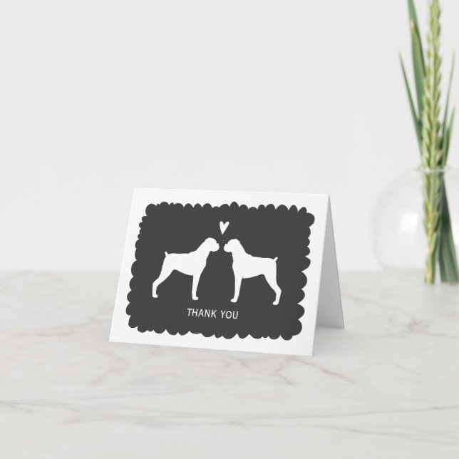 Carte De Remerciements Remerciements de mariage de chiens boxeurs (Devant)