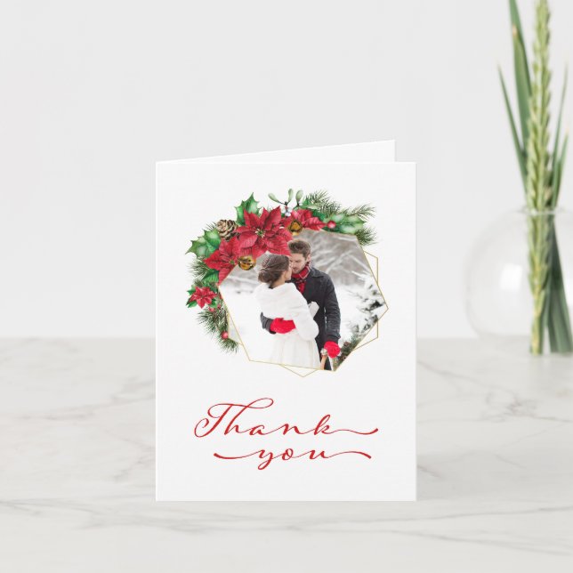 Carte De Remerciements Remerciements de mariage de Noël rustique (Devant)