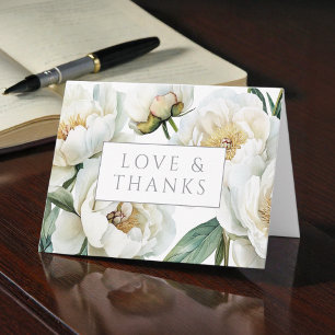 Carte De Remerciements Remerciements de mariage Élégantes Pivoines Blanch
