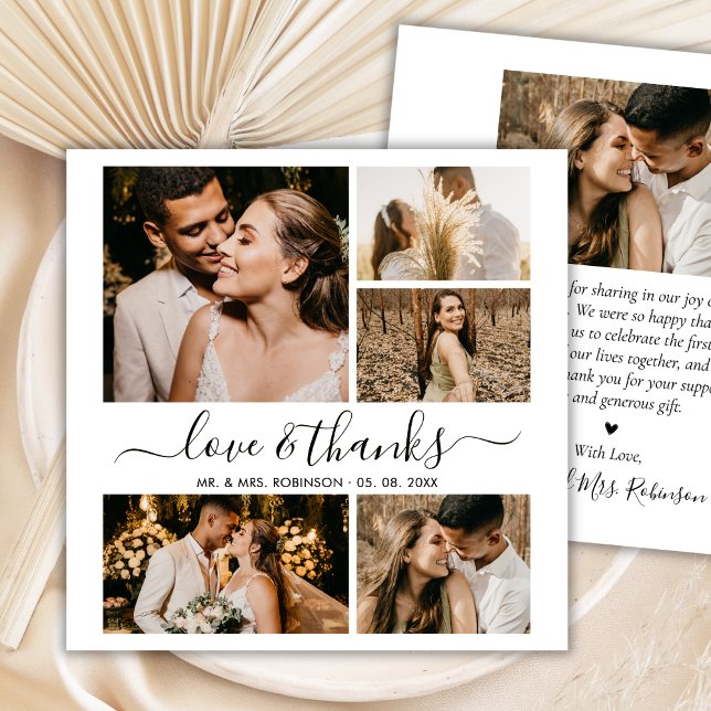 Carte De Remerciements Remerciements de mariage en collage de photos avec (Créateur téléchargé)