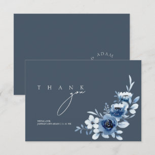 Carte De Remerciements Remerciements de mariage floraux de roses bleues r
