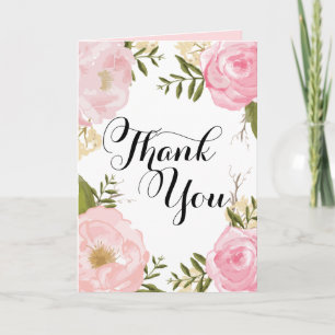 Carte De Remerciements Remerciements de mariage floraux roses vintage mod