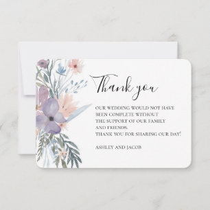 Carte De Remerciements Remerciements de mariage lavande. Fleurs violettes