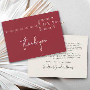 Carte De Remerciements Remerciements de mariage minimalistes avec monogra