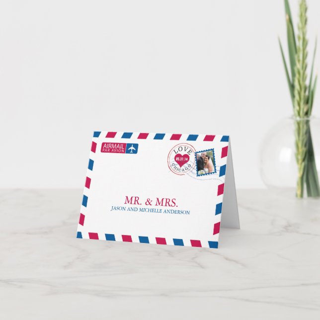 Carte De Remerciements Remerciements de mariage par pneumatique de Chicag (Devant)