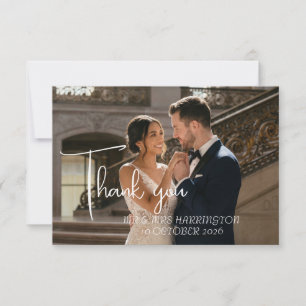 Carte De Remerciements Remerciements de mariage photo florale blanche 3D