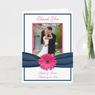 Carte De Remerciements Remerciements de mariage photo marine de gerbera r
