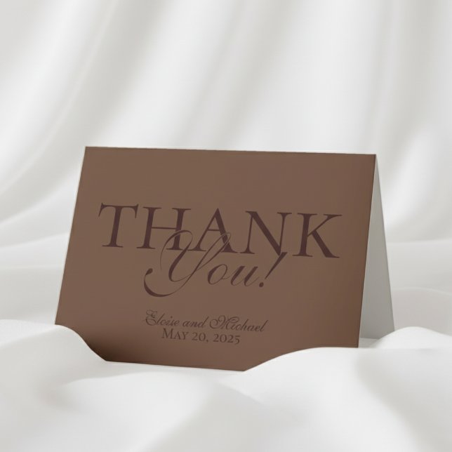 Carte De Remerciements Remerciements de mariage pliés marron cuivré (Send your gratitude in style with this Modern Mousse Brown Folded Thank You Card!)