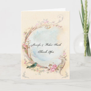 Carte De Remerciements Remerciements de mariage Rose rose vintage et Roug