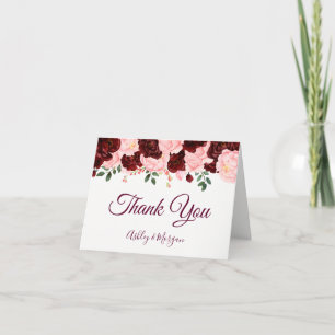 Carte De Remerciements Remerciements de mariage Roses Bourgogne & Blush R