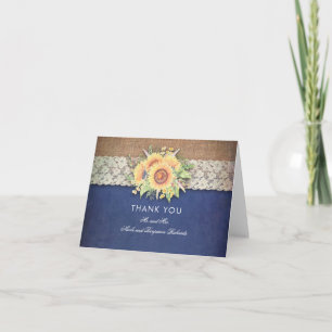 Carte De Remerciements Remerciements de mariage rustique bleu marine Tour
