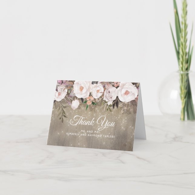 Carte De Remerciements Remerciements de mariage rustique floral (Devant)