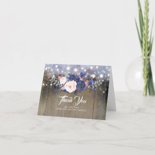 Carte De Remerciements Remerciements de mariage rustique floral bleu mari