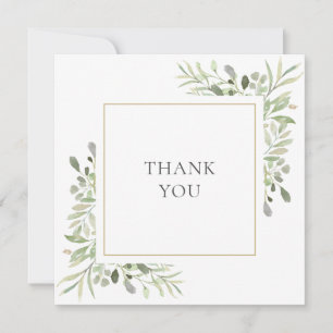 Carte De Remerciements Remerciements de mariage simple verdure aquarelle