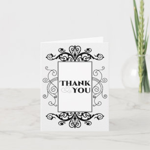 Carte De Remerciements Remerciements de mariage tourbillons vintage noir