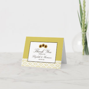 Carte De Remerciements Remerciements de mariage Tournesols et Dentelle Vi