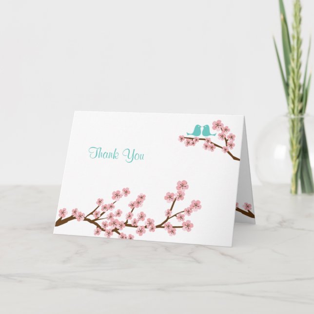 Carte De Remerciements Remerciements de mariage Turquoise et Rose pour le (Devant)