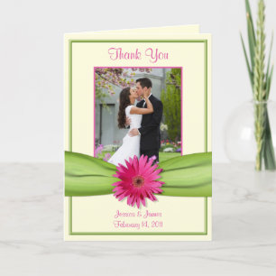 Carte De Remerciements Remerciements de mariage vert avec des gerbera dai