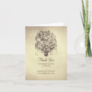 Carte De Remerciements Remerciements de mariage vintage Fleurs de printem