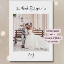 Remerciements de monogramme de mariage avec cœur e